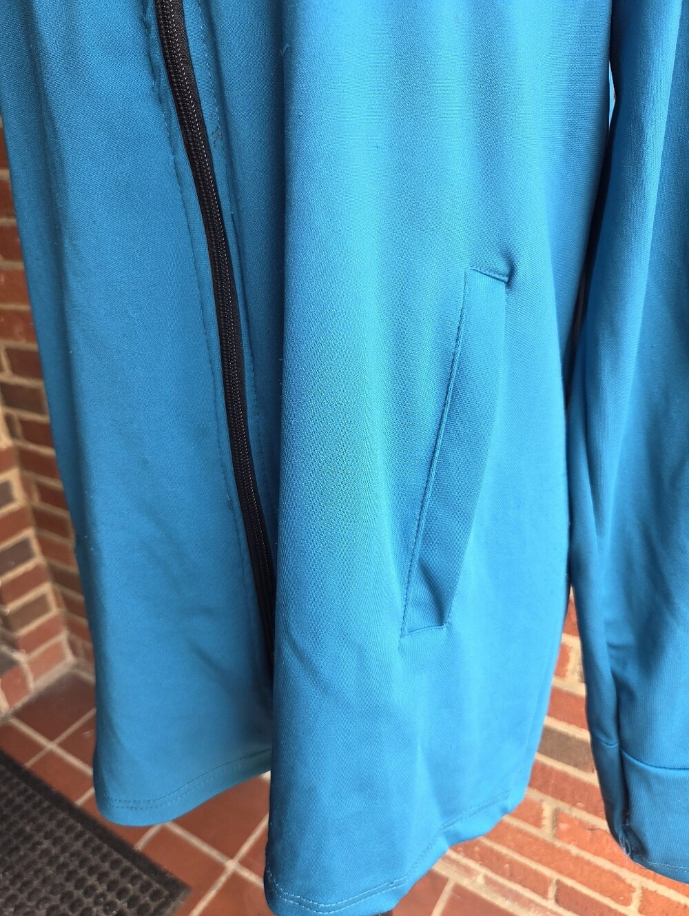 Body Instincts Turquoise & Feather Grey Knit Full Zip Womens Fleece | Size 1XL - Picture 3 of 7